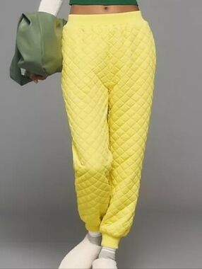 Anthropologie Sunday In Brooklyn Quilted High-Waist Jogger Pants - Yellow